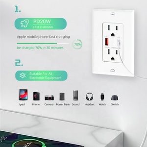 Quick Charger 15A 125V Dual USB Outlet PD20W PD18W Type a Type C Port USB <strong>Plug</strong> <strong>US</strong> Standard Duplex Receptacle - Product Image 5