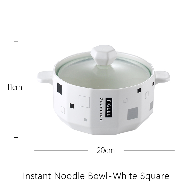 Bol à nouilles instantanées-carré blanc