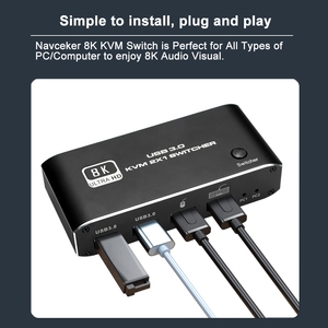 8K 2.1 KVM开关分离器USB 3.0切换器2进1出，用于计算机显示器键盘鼠标EDID HDCP打印 - Product Image 5