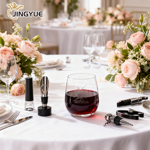 Rượu mở chai rượu vang Stopper phụ kiện và 14oz uống rượu vang đỏ stemless kính trong hộp quà tặng bằng gỗ cho đám cưới đính hôn - Product Image 4