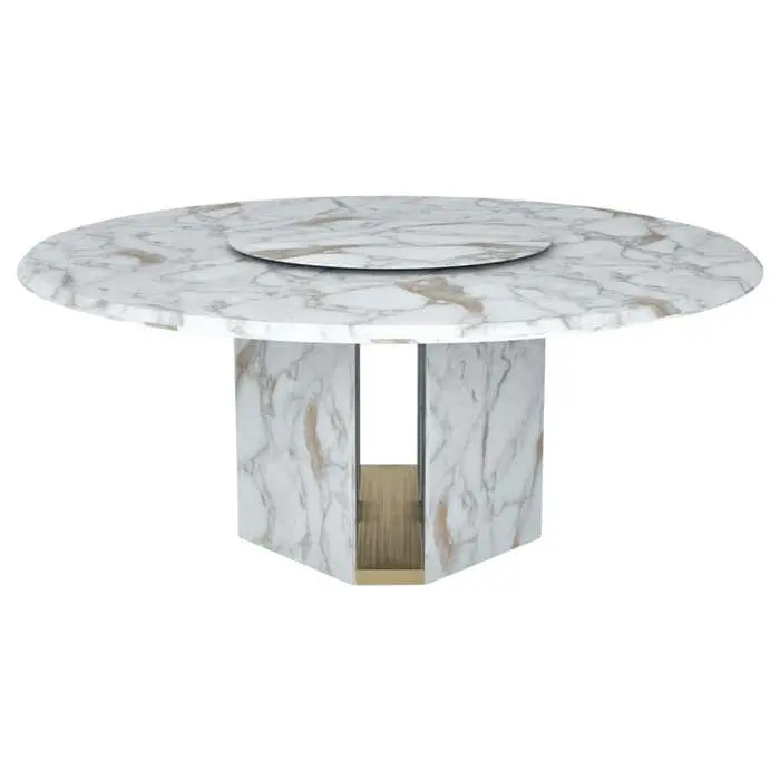 Mobili per la casa caldi tavolo da pranzo di lusso progetta tavolo da pranzo in marmo con Base in acciaio inossidabile tavolo da pranzo rotondo in marmo