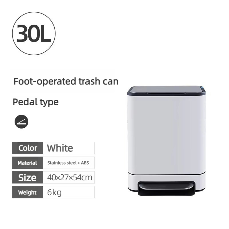 30L Xiaomi white stainless steel trash can-large capacity