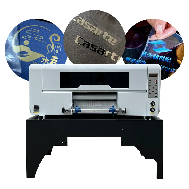 A3 UV DTF pencetak Film stiker UV DTF pencetak A3 XP600 dengan Laminator untuk Transfer cetak pada Logo botol
