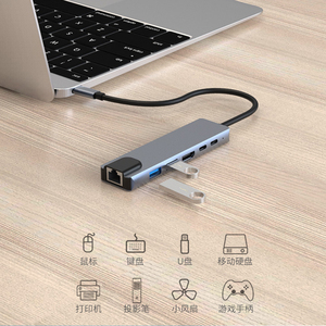 5/6/HUB 8/10-in-1 con tipo C USB3.0 USB2.0 HD RJ45 dati Ethernet per Computer alluminio Stock prodotto in scatola - Product Image 3