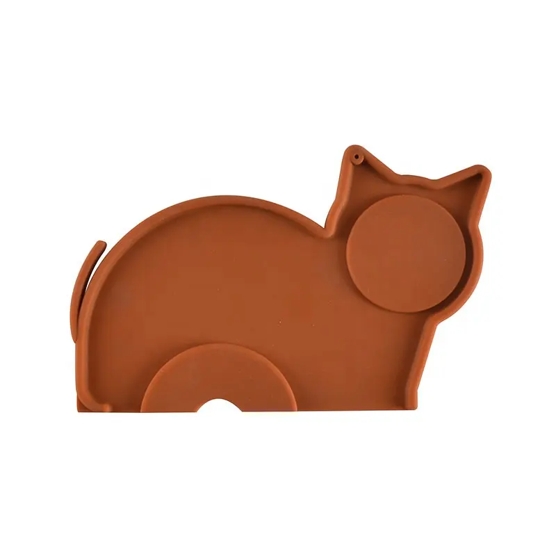 Brown Cat-Shaped Silicone Coffee Tamper Pad Coffee Tampering Mat Anti-slip Espresso Coffee Tamper Mat