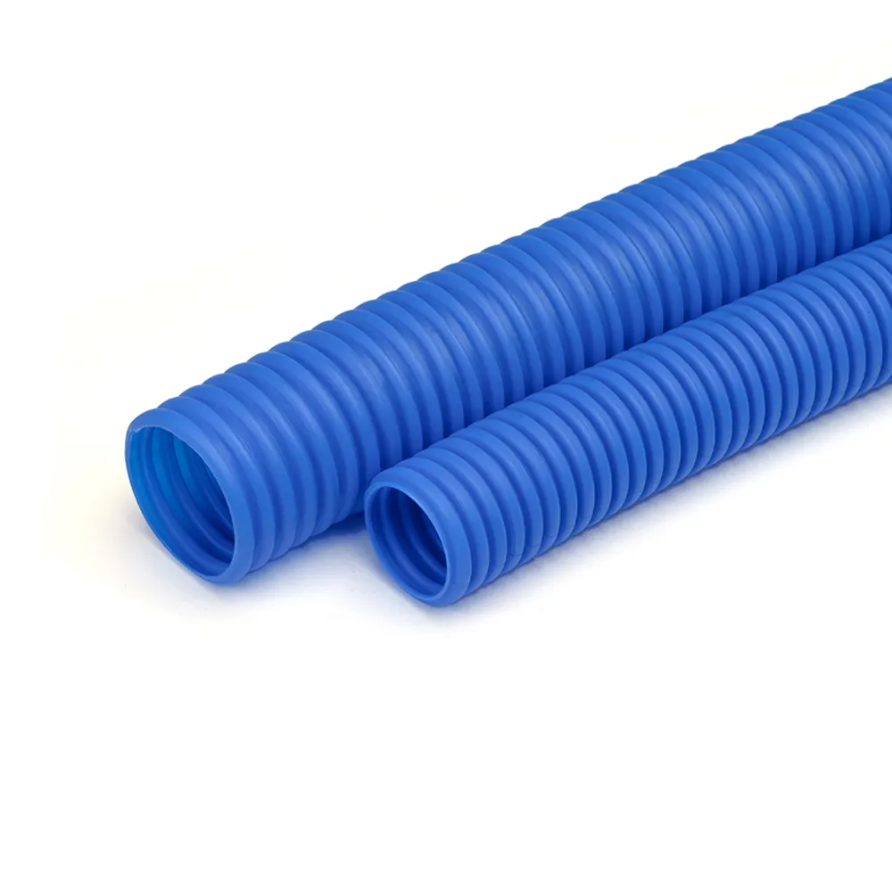 Flexible red and blue colored underground buried double wall corrugated hdpe pipe