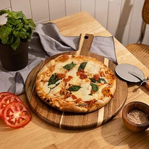 Acacia Wood <strong>Round</strong> Cutting Board and Chopping Board with Handle for Meat Cheese Board Vegetables Bread and Charcuterie 16&quot; <strong>X</strong> 14&quot; - Product Image 6