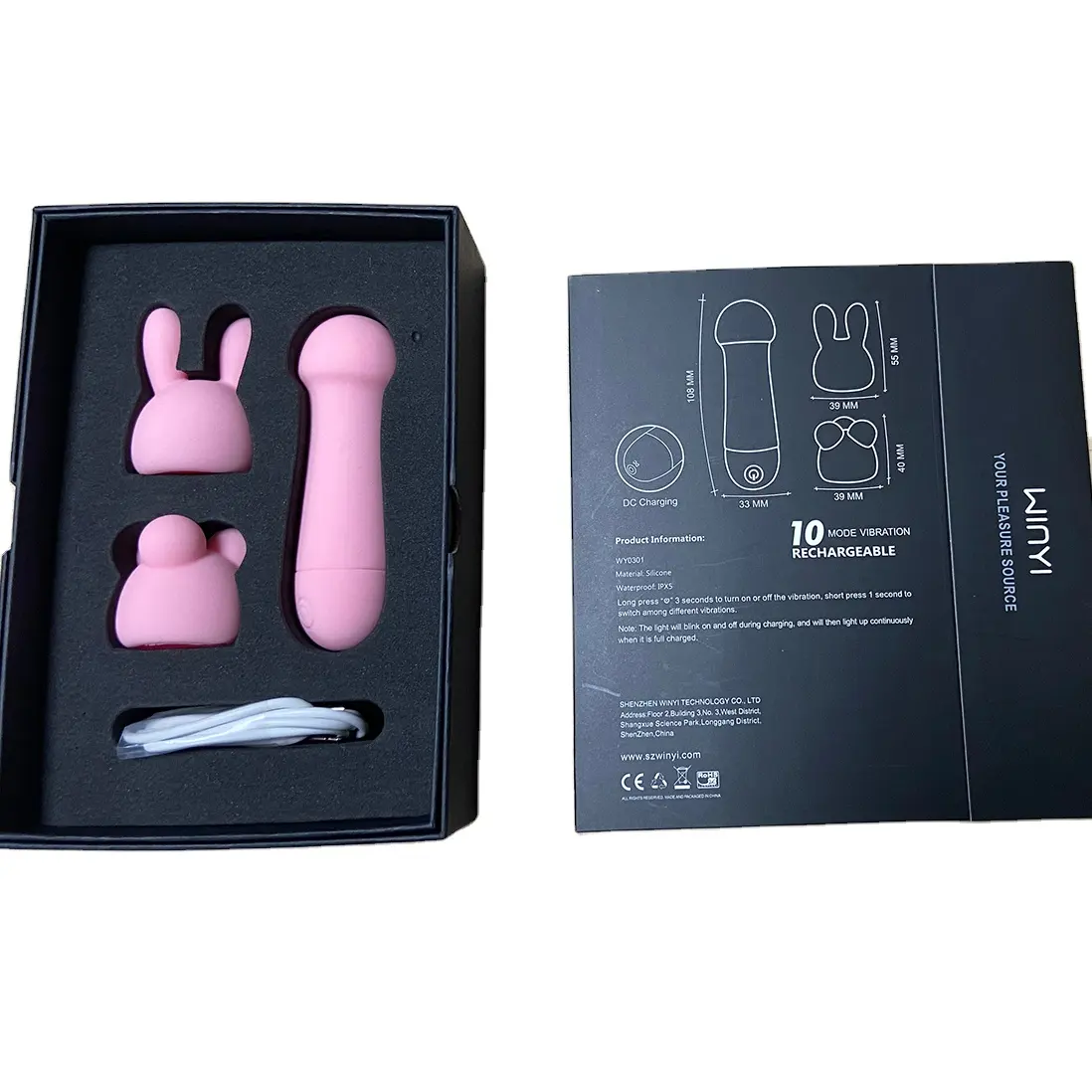 Çin üretici Usb yeniden şarj edilebilir kadın vibratör yetişkin seks oyuncak 3 kafaları Mini taşınabilir pembe tavşan vibratör bayanlar için