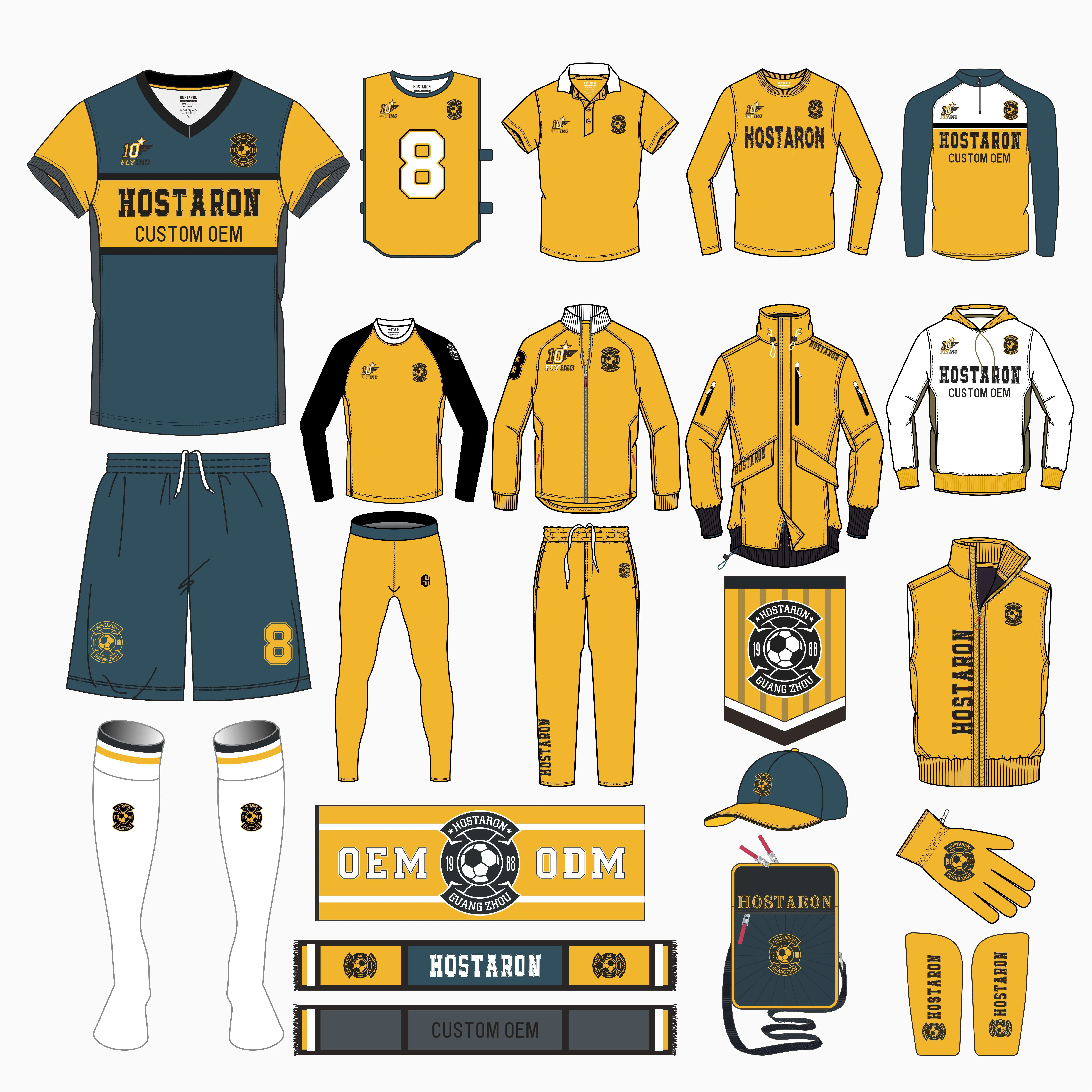 HOSTARON Custom Wholesale High Quality Quick Dry Soccer Uniform Set Men'S Full Size Football Sports Wears Soccer Jersey Full Set