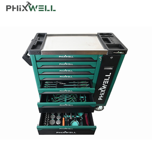 FHIXWELL 7抽屉车间车库工具箱滚轮柜钢金属手推车工具车箱柜带工具 - Product Image 3