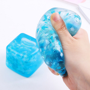 Kare şekli mavi TPR buz küpü Squishy stres oyuncakları stres topları çocuklar için sıkmak şeker topu - Product Image 6