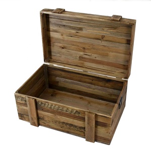 3 Set eski çiftlik evi büyük el yapımı geri ahşap organizatör depolama bagaj kutuları ahşap kare depolama sandıklar göğüs gövde - Product Image 4