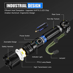 Flashlights 1000+ High Lumens Rechargeable Flashlights Led Torch XHP70.2 Super Bright Handheld Flashlights For Emergency Camping - Product Image 5