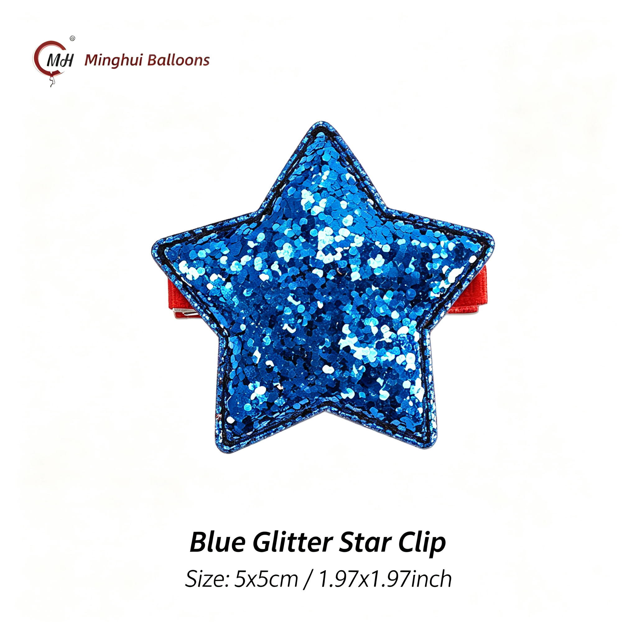 Clip a forma di stella con glitter blu