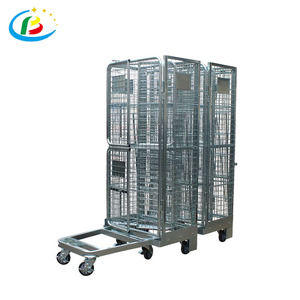 <strong>Logistic</strong> Cheap Warehouse Roll <strong>Container</strong> Trolley <strong>Nesting</strong> Zinc Storage Foldable Stacking Welded Transport Roll Cage - Product Image 5