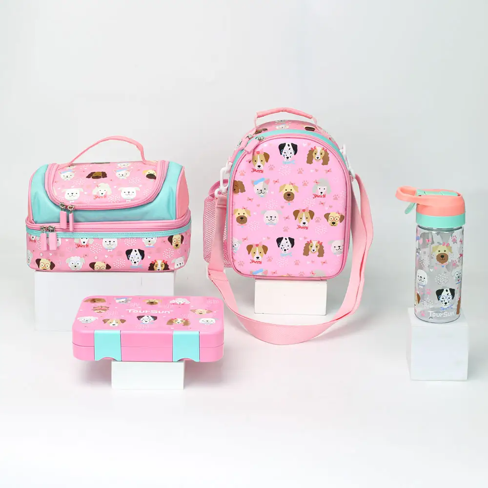 Coffret cadeau OEM pour enfants école Bouteilles d'eau Boîte à lunch sac avec motif mignon et attrayant Boîte à lunch avec ensembles de bouteilles d'eau