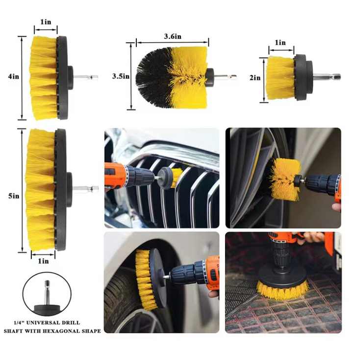 23Pcs Exterior Interior Car Wash Cleaning Tools Kit Drill Brush Head Tyre Cleaning Tool Washing Brush