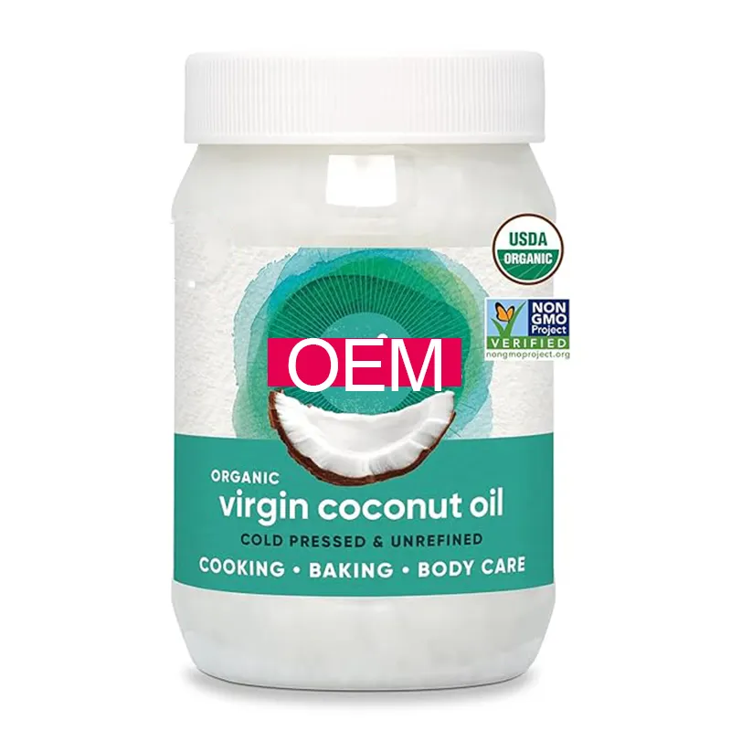 OEM | Óleo de coco virgem não refinado orgânico 15 fl oz sabor fresco prensado a frio para cozinhar pele de cabelo natural e não-OGM