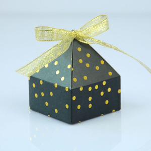 金字塔形圆点小包装盒巧克力糖果包装三角盒带丝带结婚 - Product Image 4