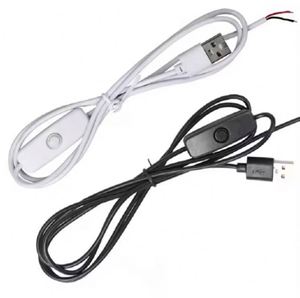 黑色1.5m 5V USB 2.0连接器开路裸端按钮电源开关电缆 - Product Image 1