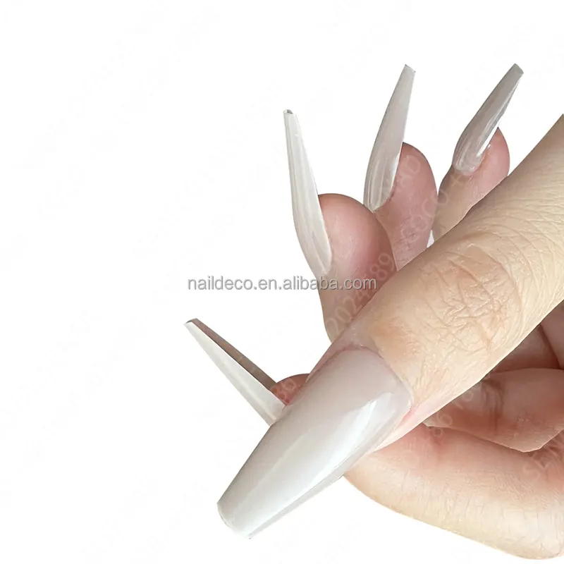 Capsulas de unhas artificiais de caixão longo, naturais, falsas, imprensa completa, aparência diária, cápsula gel x, coloridas, fornecedores de pontas de unhas falsas