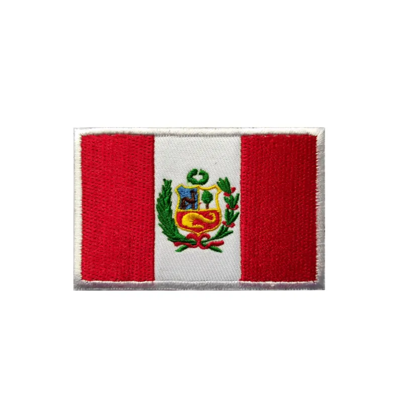 服の装飾のための旗刺Embroideredパッチペルーの生地のレースのカスタムメイドの正方形の刺Embroideryバッジフックアンドループ8*5CM