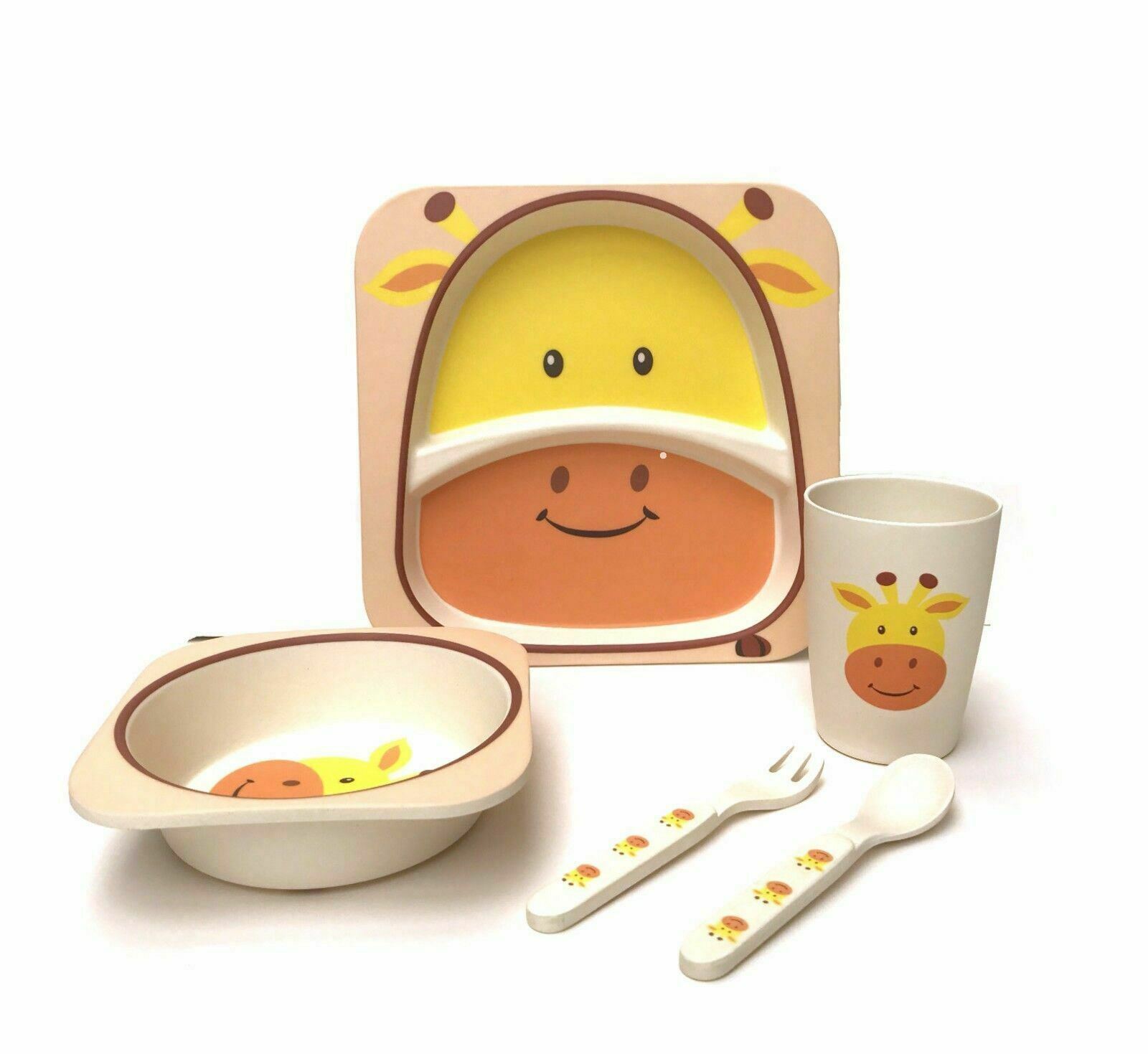 Adorable Children Bamboo Fiber Biodegradable Tableware Kids Set For Kids