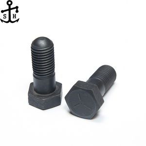 工場カスタムラウンドテールハーフスレッド六角頭ボルトANSIASMEB 18.2.1 UNC UNF A10グレード258黒炭素鋼六角ボルト - Product Image 1