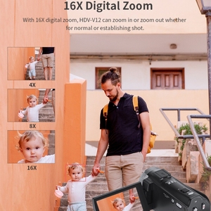 V12 3.0 Inch Rotatable LCD Screen 20MP 16X Digital Zoom 1080P Recording Video <strong>Camera</strong> Camcorder, Model:Standard + Microphone - Product Image 6