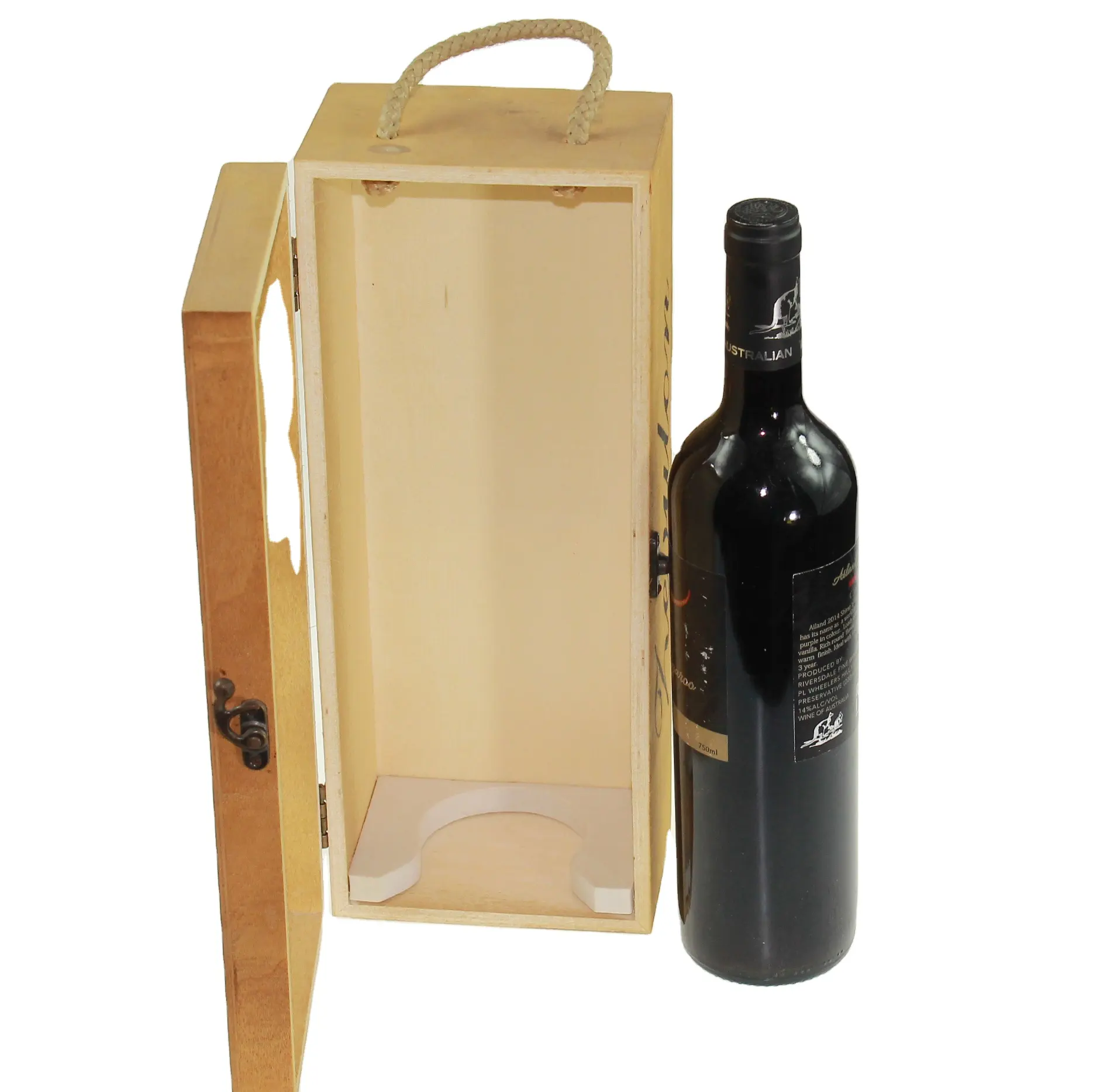 Caixa de vinho personalizada, venda quente de caixa de vinho personalizada de madeira de rosa, vinho arredondado, caixa de madeira, garrafa única, caixa de vinho de madeira