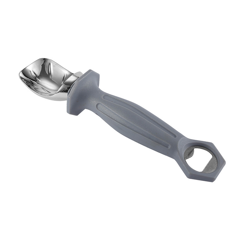 Grey ice cream spoon with bottle opener