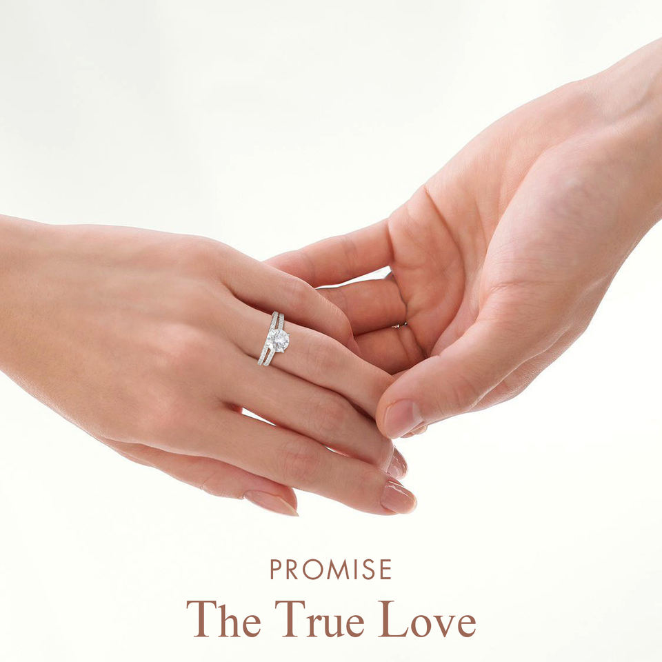 2CT Moissanite Wedding Jewelry Bridal Sets VVS1 Cut 925 Sterling Silver Engagement Ring & Wedding Band for Women