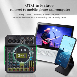 Yeni canlı kayıt profesyonel ses kartı karıştırma konsolu 5 kanal OTG cep telefonu bilgisayar Bluetooth yankı etkisi DJ mikseri - Product Image 6