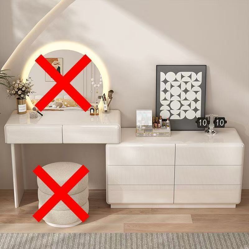 White 76.22cm table/cabinet, no mirror, no stool