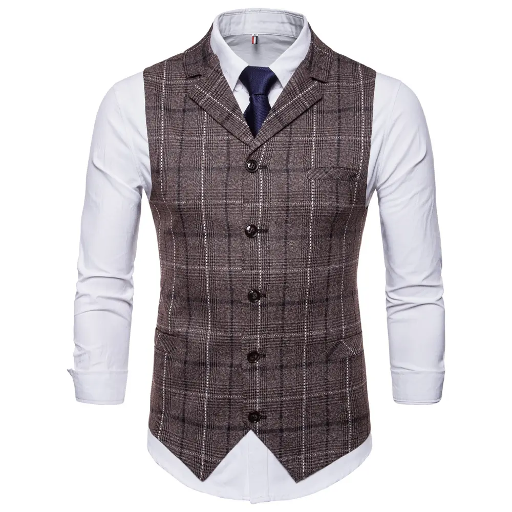 Custom Latest Design Classic Vest For Men Casual Formal Waistcoat sleeveless waistband single breasted Striped v-neck men's ves