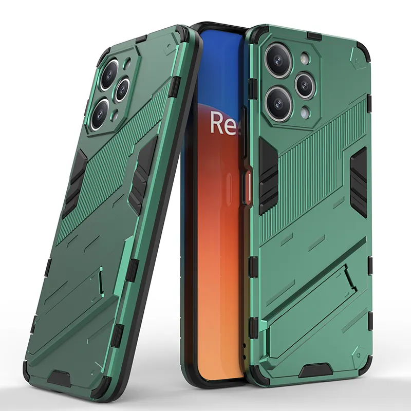 Kickstand Punk Armor Capa à Prova de Choque para Redmi 12 4G Hybrid TPU Phone Covers para Redmi Note 12 pro 5G