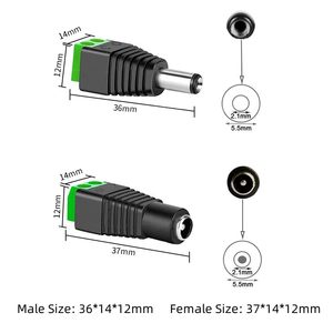 12V 24V Male Female 2.1 X 5.5MM <strong>DC</strong> Bnc Connector Terminal Barrel Connector for Led Strip Light DVR Car Rearview Monitor System