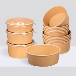 Assiettes En papier Kraft bols máy bay phản lực emballage emporter Pour salade matériau papier thủ công sécurité - Product Image 3