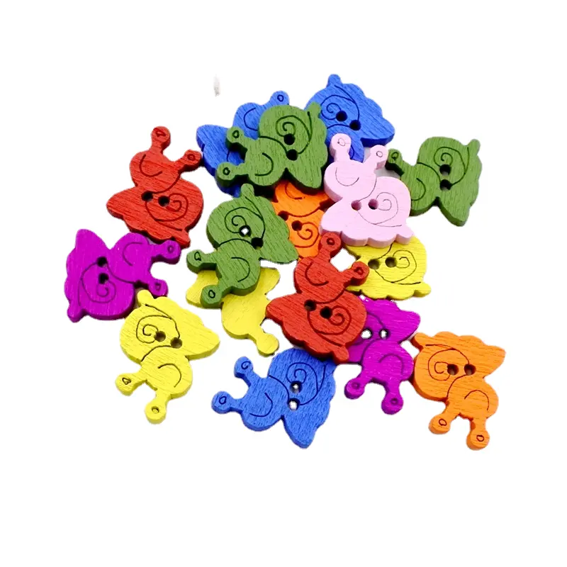 Dibujos animados color Caracol madera botón pintado animal niños mano costura 100 - pack