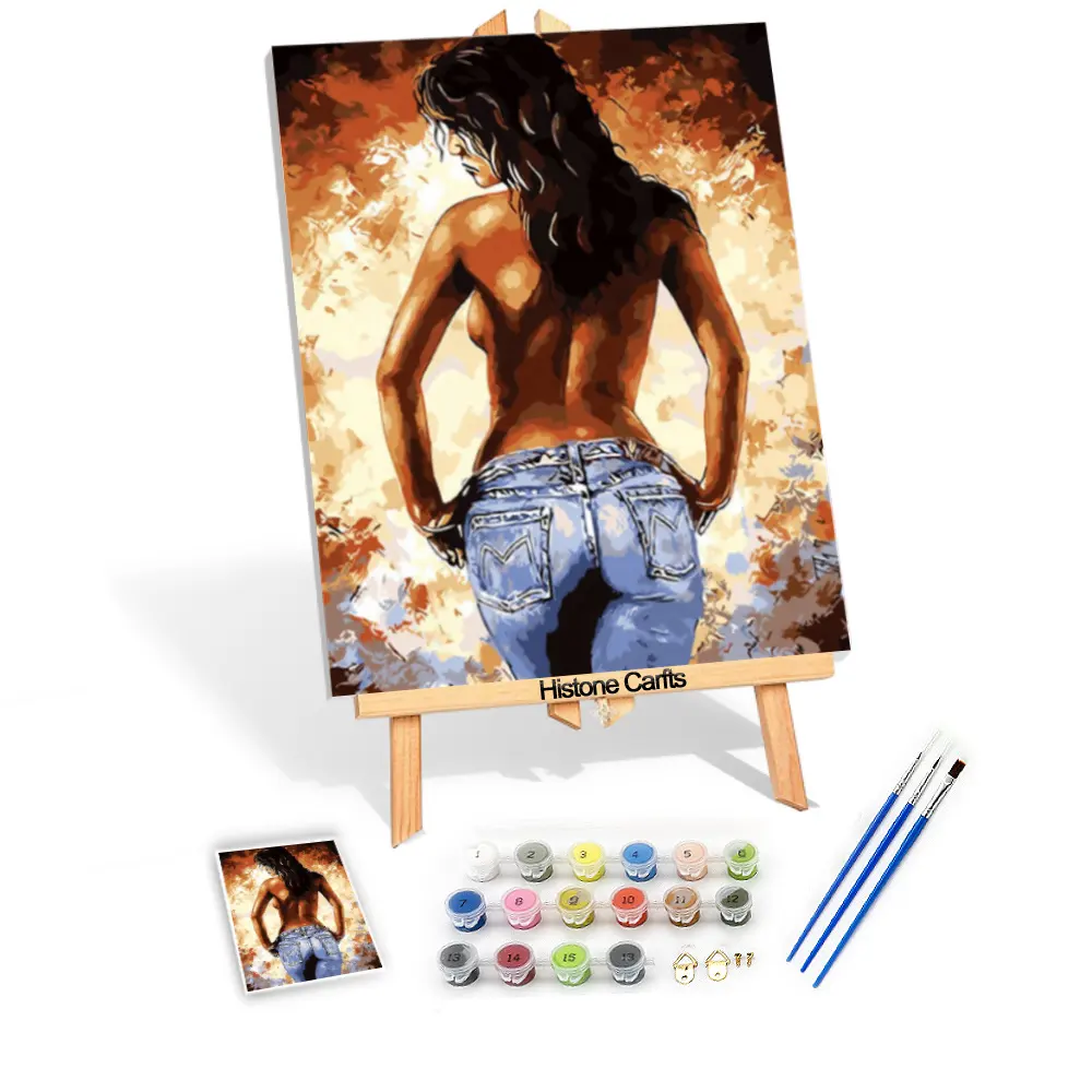 Pintura por números de Nudes con marco de madera, pintura al óleo artesanal, chica Sexy para decoración del hogar, dormitorio, pintura desnuda