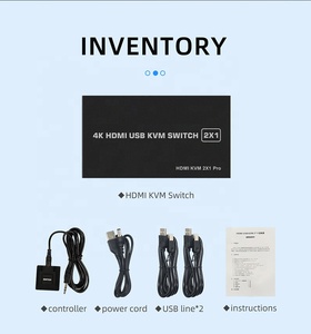 4K HDMI KVM开关2进1出4K 30Hz HDMI USB KVM切换器2x1，用于2 pc共享显示器鼠标键盘，带桌面控制器