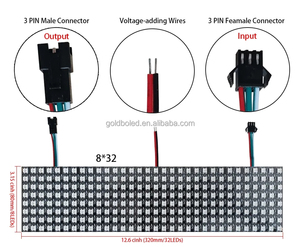 WS2812B СВЕТОДИОДНЫЙ матричный экран RGB 5050SMD 8x8 8x32 16x16 64 256 пикселей Гибкая индивидуально Адресуемая светодиодная программируемая панель DC5V - Product Image 5