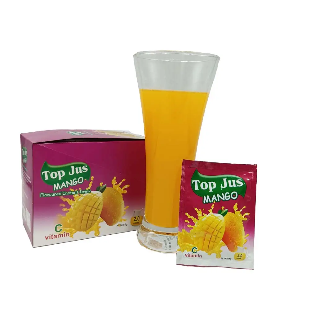 25g por 1 litro de agua naranja mango fresa limón piña mezcla cereza instantánea concentrado jugo bebida en polvo