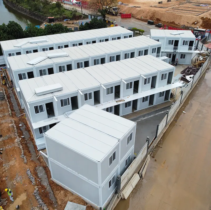 Casa de contenedor prefabricada para construcción temporal, contenedor plano para dormitorio y baño