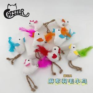 制造批发猫薄荷亚麻鸟与铃铛猫老鼠猫玩具 - Product Image 3