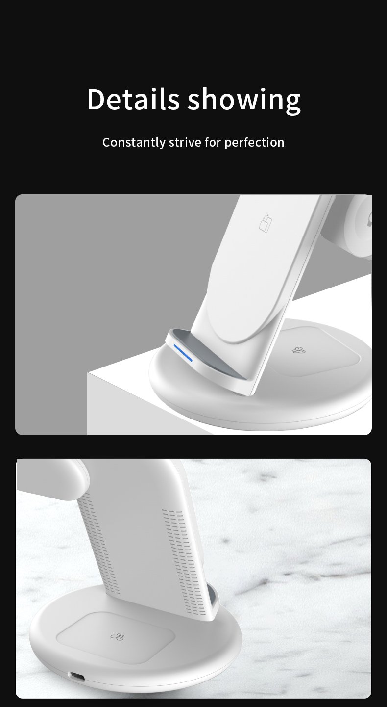 WiWU 3 in 1 wireless charger stand for mobile phone smart watch 20W fast charge desktop stand charger