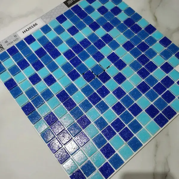 Yüzme havuzu süslemeleri için 23x23 mavi mozaik havuz fayans cam karo backsplash kare havuz