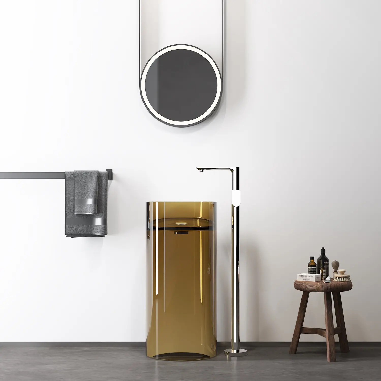 Hochwertiges rundes Sockel-Wirbel-Badezimmer in Luxus-Klarharz für Hotel-Restaurantgebrauch