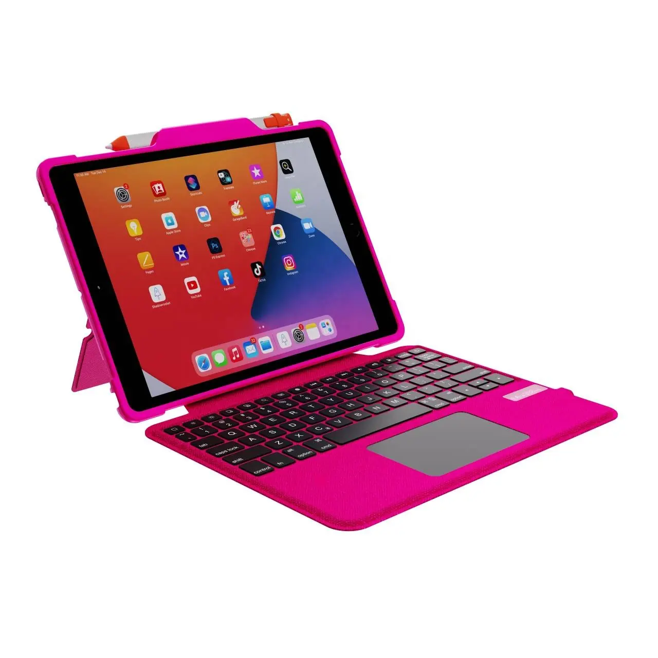 Grosir OEM/ODM cetakan pribadi casing Keyboard Bluetooth dengan Trackpad, Slot pena dan Kickstand engsel untuk 10.2 ", 10.5" iPad