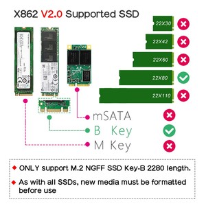 Raspberry Pi X862 V 2.0 M.2 NGFF 2280 SATA SSD Storage Expansion Board / Shield für Raspberry Pi 4 Model B - Product Image 3